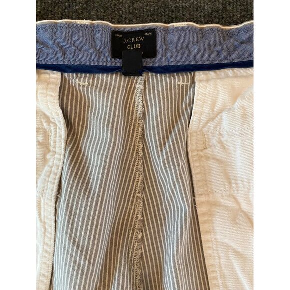 J. CREW 10.5" Club Shorts Men 34W Striped Grey/White Flat Front Casual Chino - Picture 16 of 16